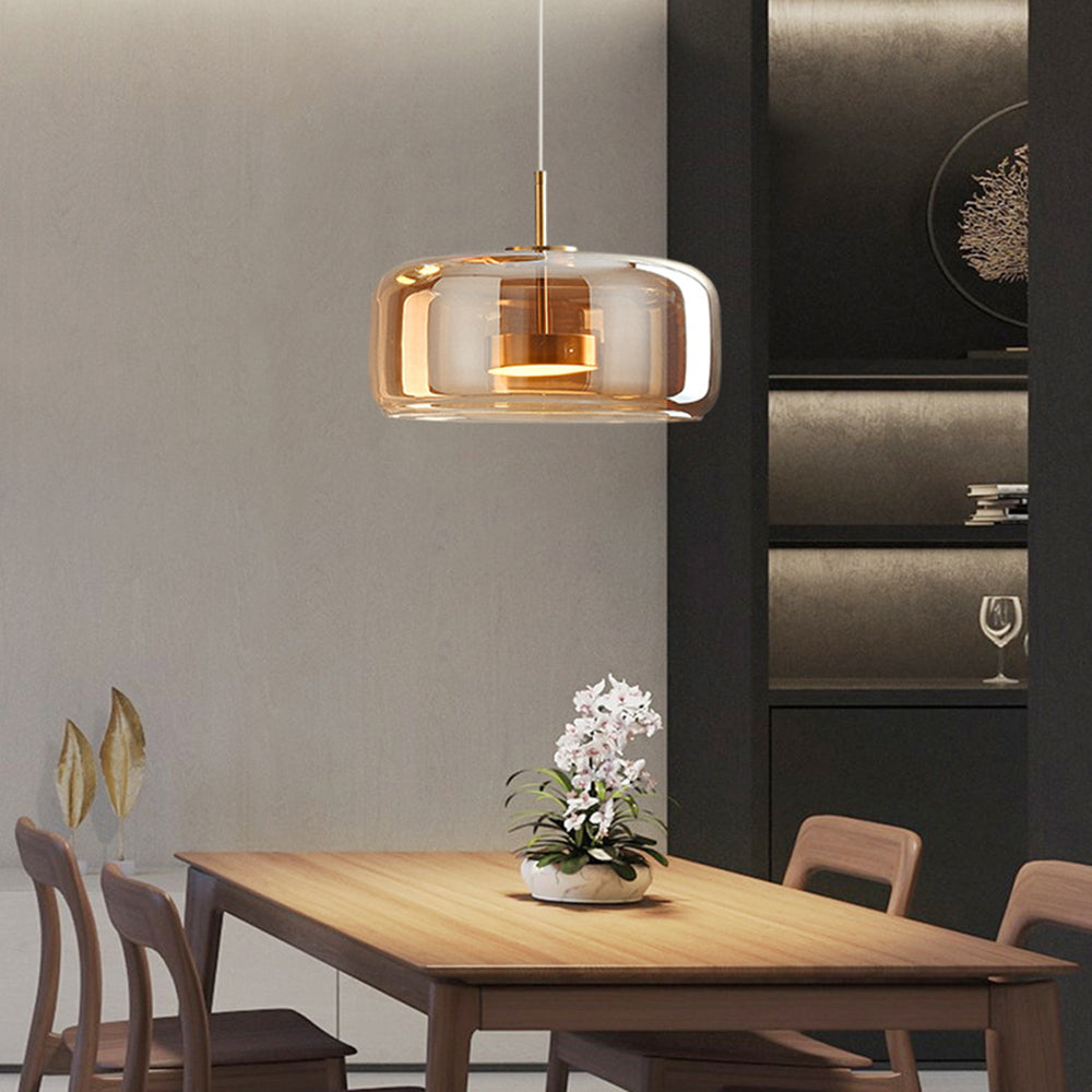 Round Clear Glass Pendant Lamp with Brass Fitting