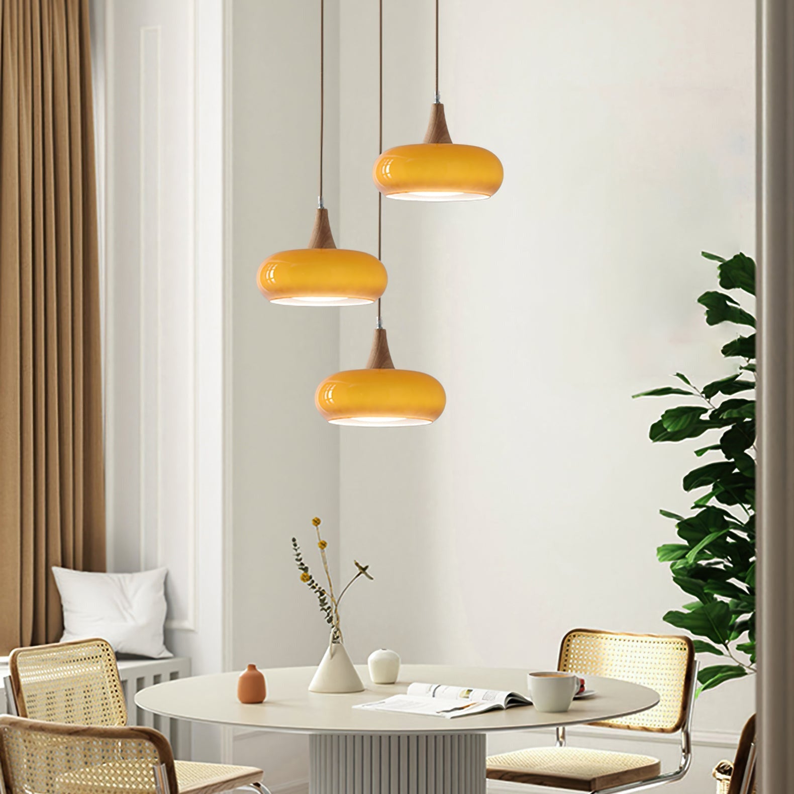Amber Wood Accent Pendant Light
