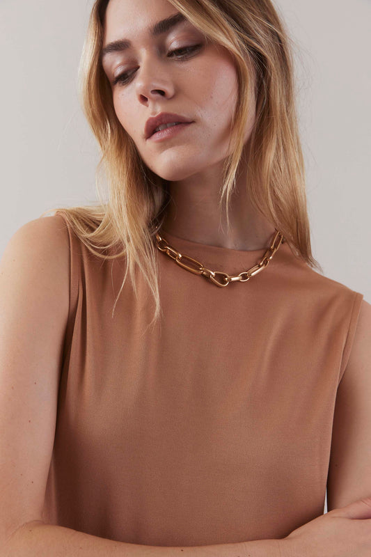 Funnel Neck Tank - Cashmere