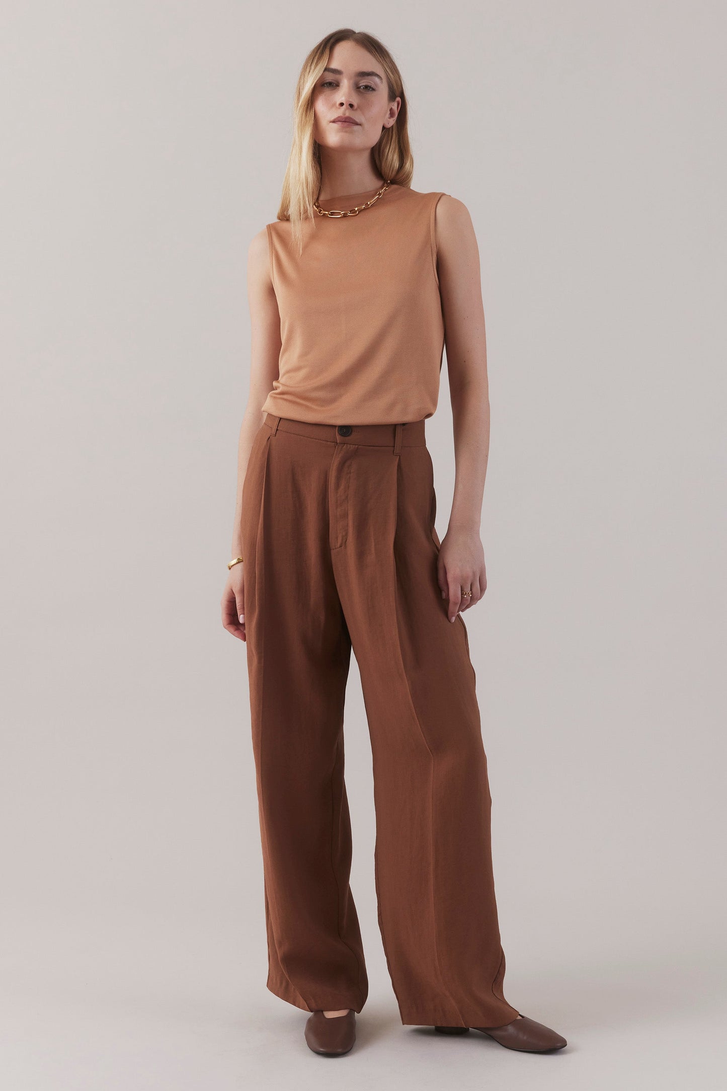 Funnel Neck Tank - Cashmere