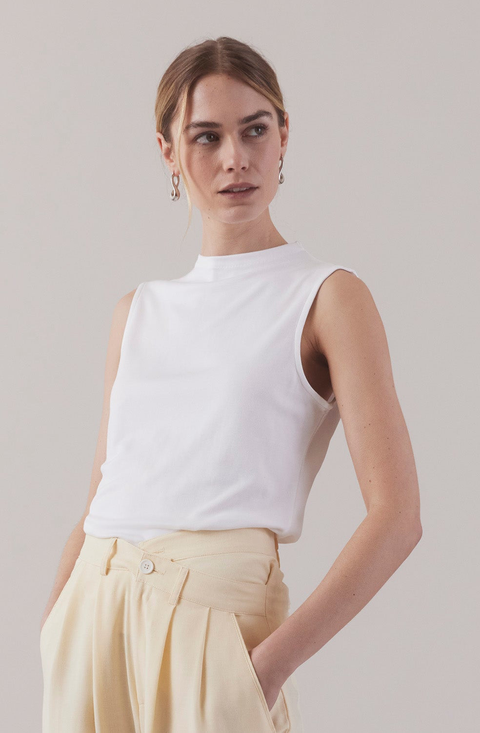 Funnel Neck Tank - White