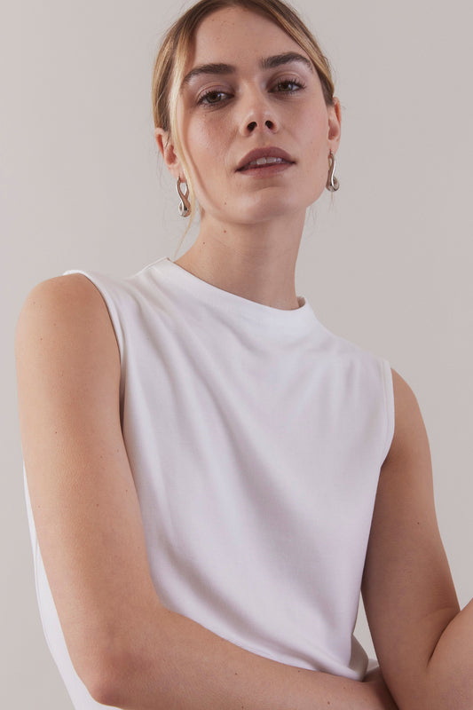Funnel Neck Tank - White
