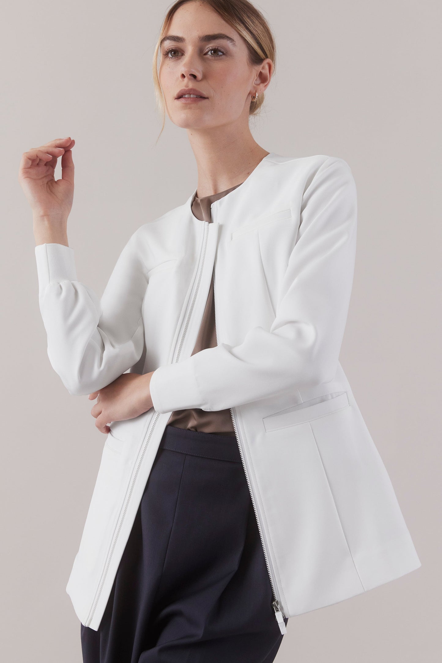 Jewel Clinical Jacket - White