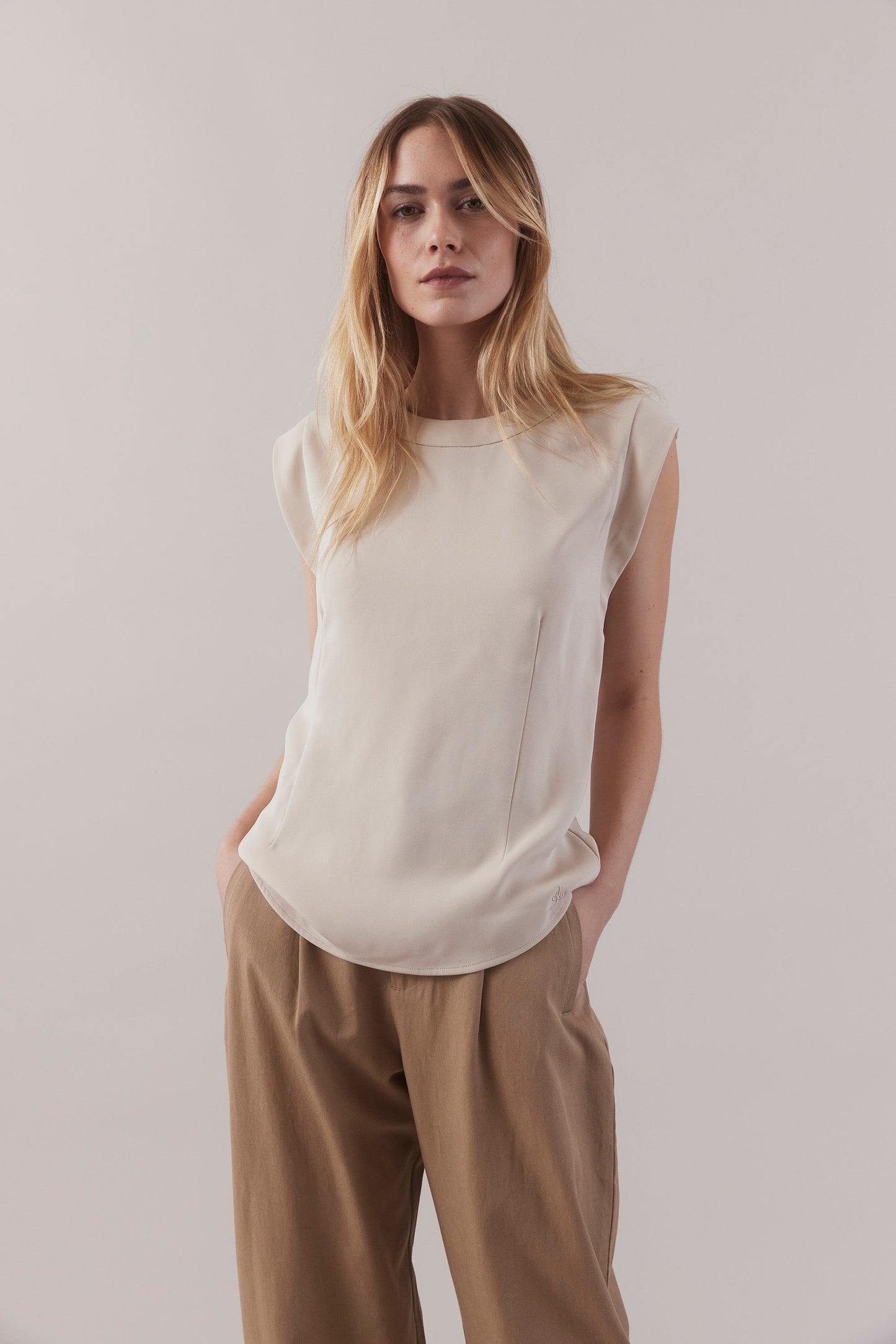 Cap Sleeve Top - Oyster