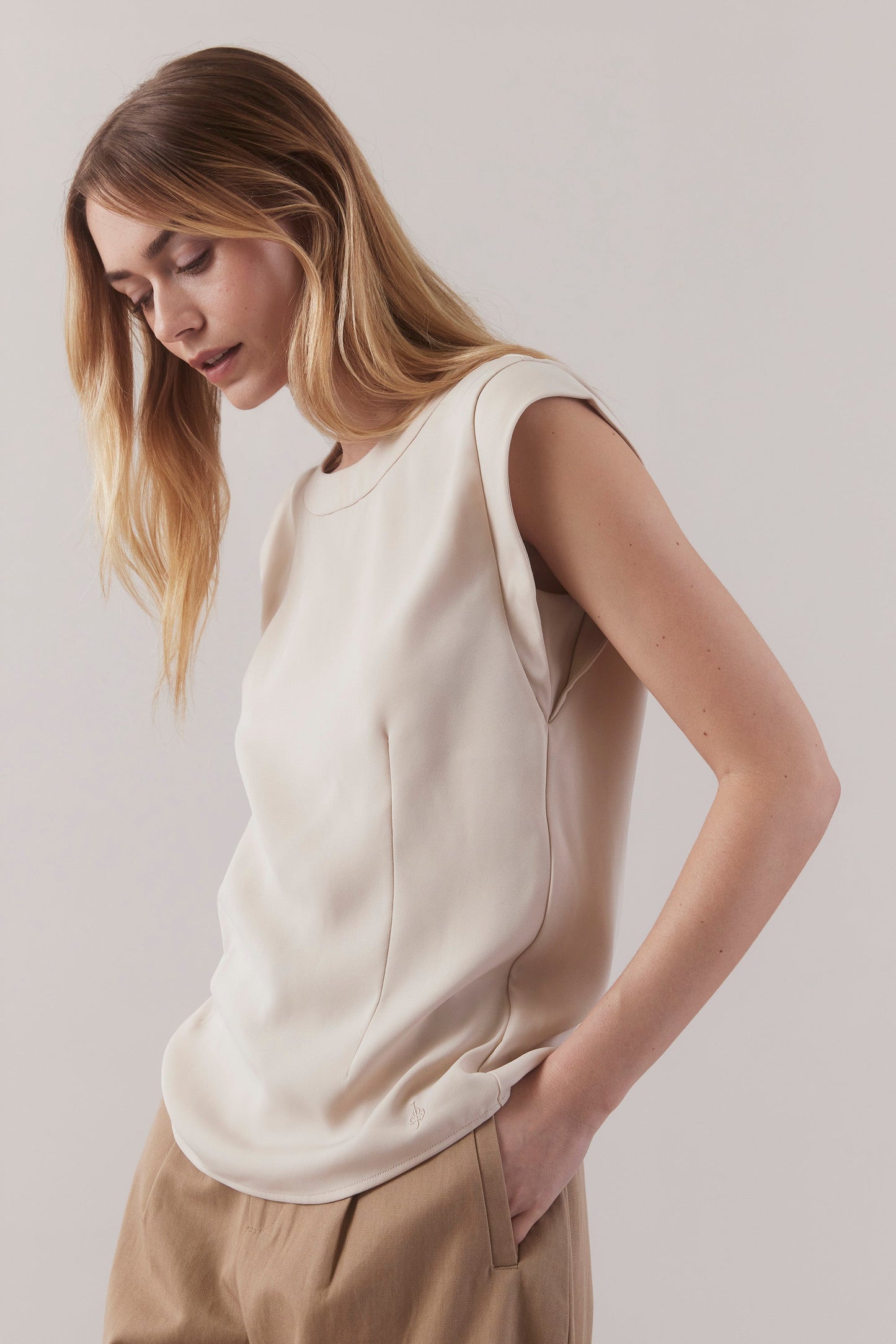 Cap Sleeve Top - Oyster