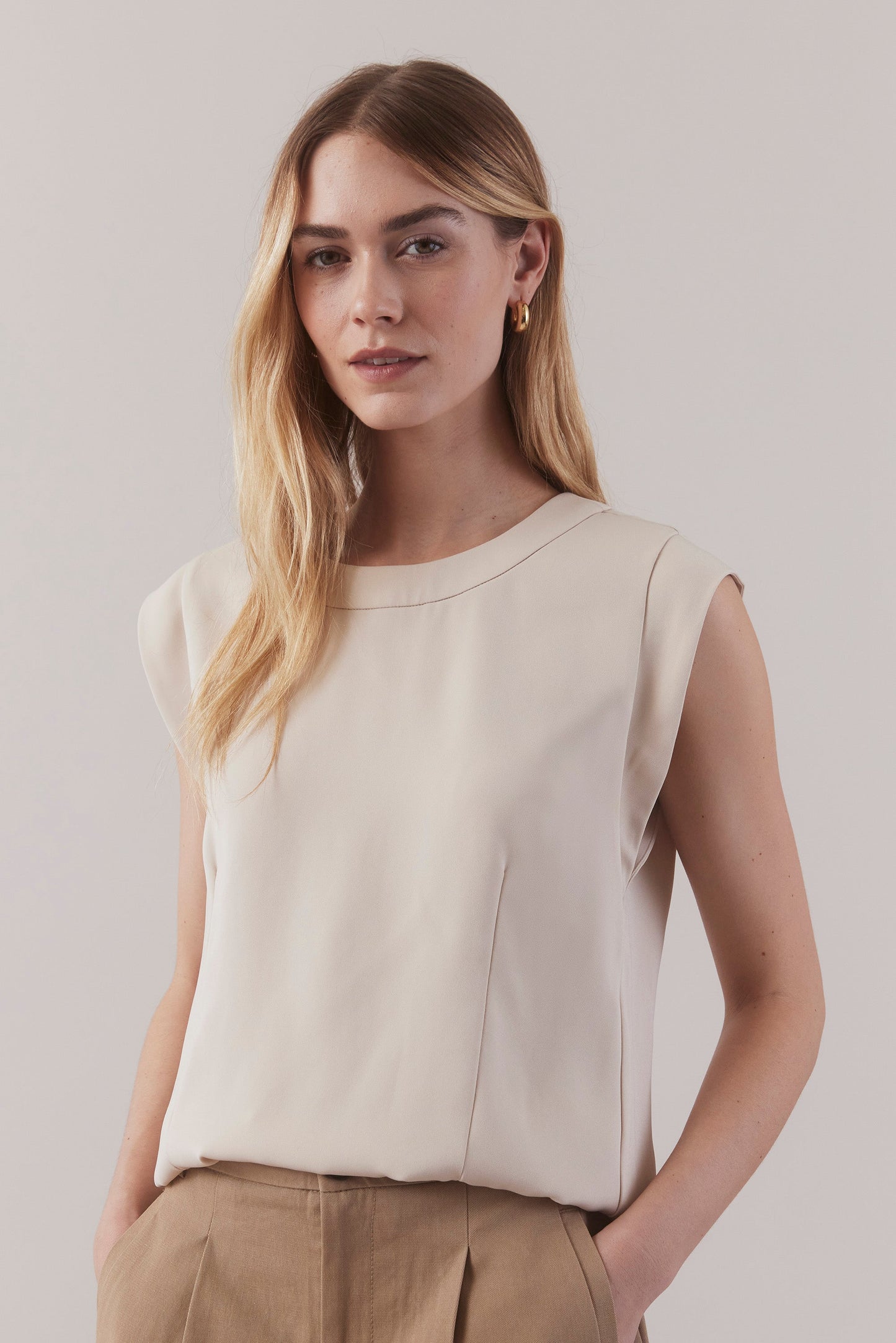 Cap Sleeve Top - Oyster